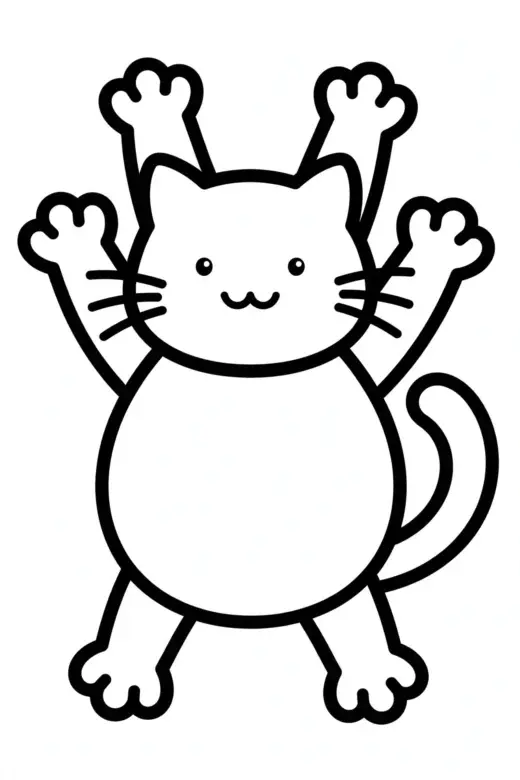 Line drawing of a cat lying on its back