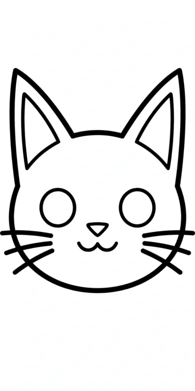 Line drawing of a cat head with tall ears