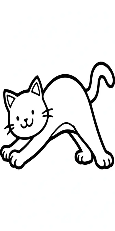 Line drawing of a cat arching its back