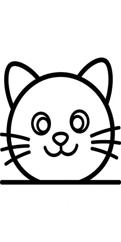 Line drawing of a cat head peeking over a line
