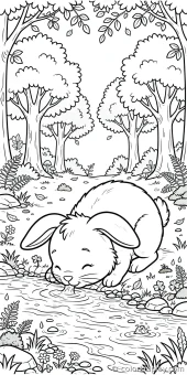 Coloring page from the Burrows and Cozy Hideouts section of Rabbit Coloring Pages.