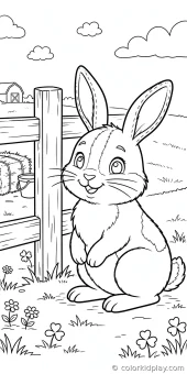 Coloring page from the Burrows and Cozy Hideouts section of Rabbit Coloring Pages.
