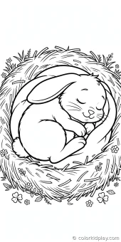 Coloring page from the Burrows and Cozy Hideouts section of Rabbit Coloring Pages.