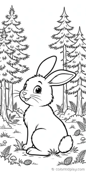 Coloring page from the Burrows and Cozy Hideouts section of Rabbit Coloring Pages.