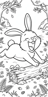 Coloring page from the Everyday Rabbit Moments section of Rabbit Coloring Pages.