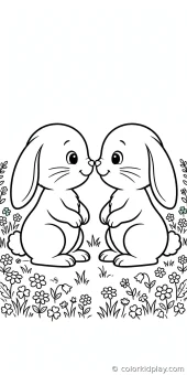 Coloring page from the Everyday Rabbit Moments section of Rabbit Coloring Pages.
