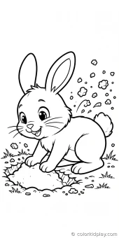 Coloring page from the Everyday Rabbit Moments section of Rabbit Coloring Pages.