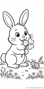 Coloring page from the Everyday Rabbit Moments section of Rabbit Coloring Pages.