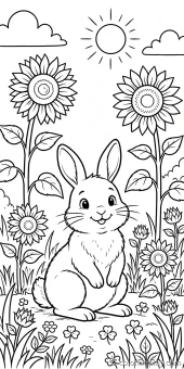 Coloring page from the Everyday Rabbit Moments section of Rabbit Coloring Pages.