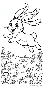 Coloring page from the Rabbits in the Meadow section of Rabbit Coloring Pages.