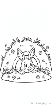 Coloring page from the Rabbits in the Meadow section of Rabbit Coloring Pages.