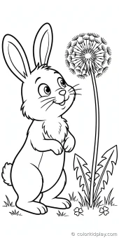 Coloring page from the Rabbits in the Meadow section of Rabbit Coloring Pages.