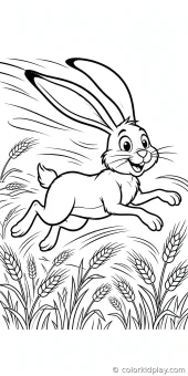 Coloring page from the Rabbits in the Meadow section of Rabbit Coloring Pages.