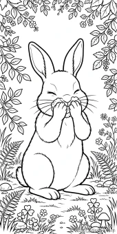 Coloring page from the Rabbits in the Meadow section of Rabbit Coloring Pages.