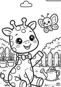 Coloring page of close-ups and quiet scenes running happily on a hill at sunset.