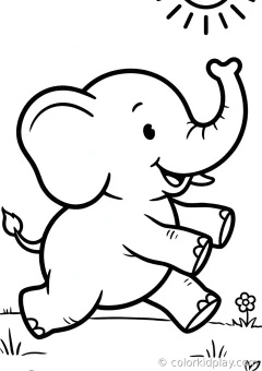Coloring page of everyday adventures running happily in a sunny meadow.